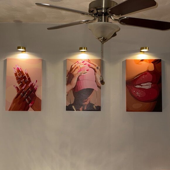 Other - 3Pcs African American Black Woman Canvas Wall Art pink